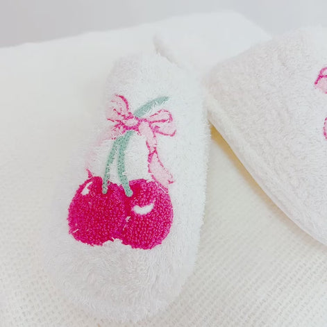 Cherry Bow Coziest Lounge Slippers