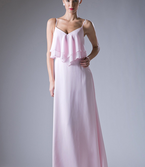 Chiffon Sheath Dress with a V Neckline