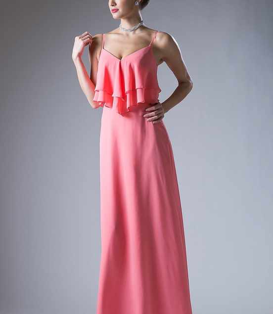 Chiffon Sheath Dress with a V Neckline