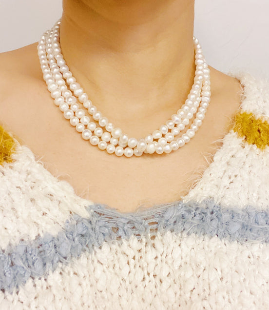 Three Strands Freshwater Pearl Necklace