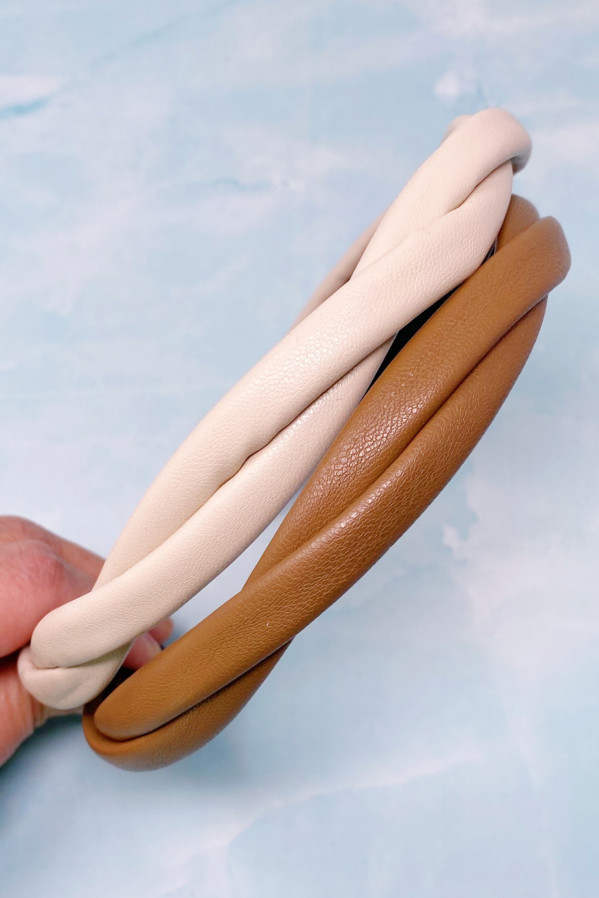 Vegan Leather Twisted Headband Set Of 2