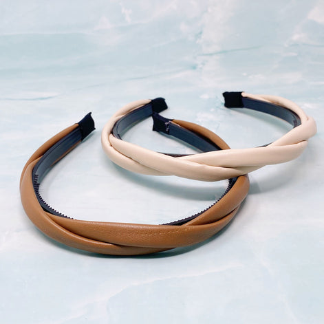 Vegan Leather Twisted Headband Set Of 2