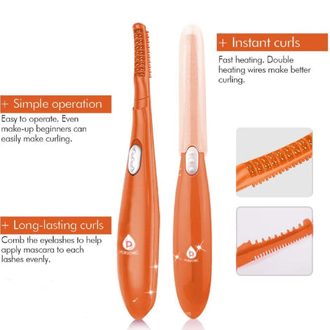 Heated Eyelash Curler With Comb, Provides Long Lasting Curl In Seconds