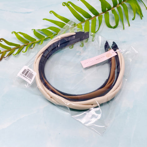 Vegan Leather Twisted Headband Set Of 2