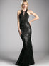Fitted Sequin Gown with Halter Neckline