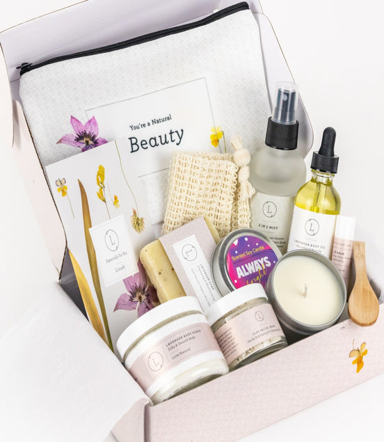 Spa Gift Box, Natural Lavender Bath & Body Relaxing Package for Friend