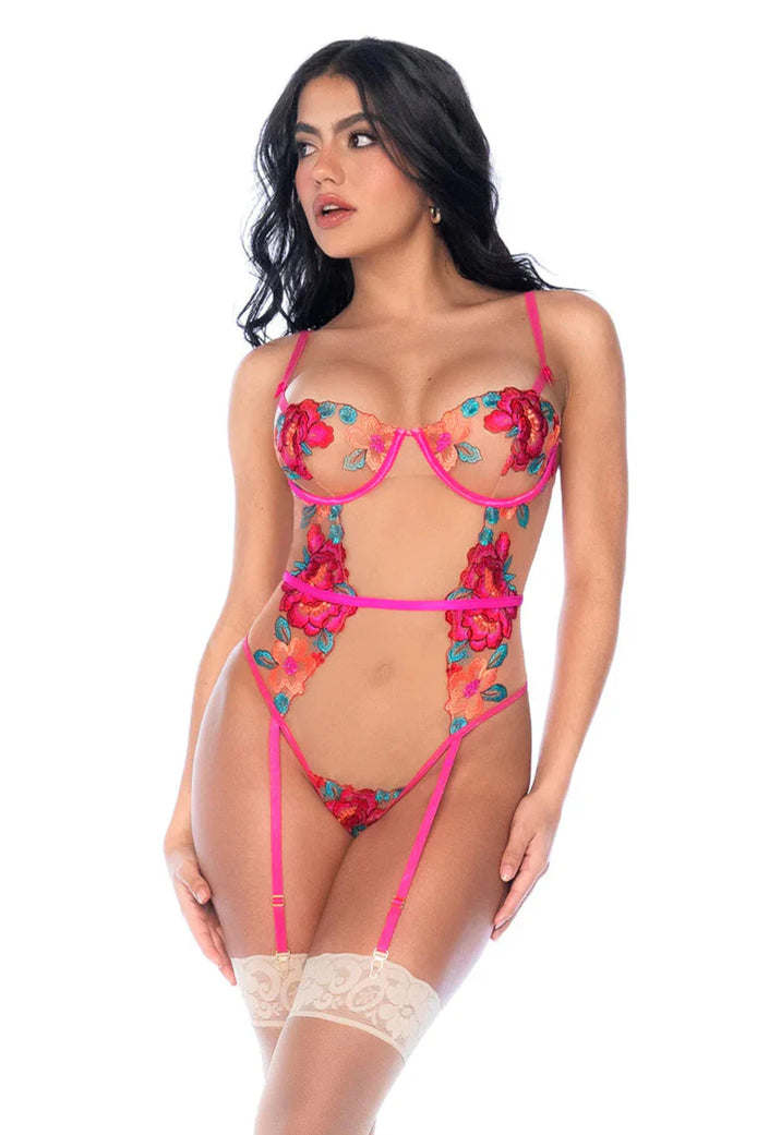 Sheer Mesh Bodysuit Mapale Wild Flower-0
