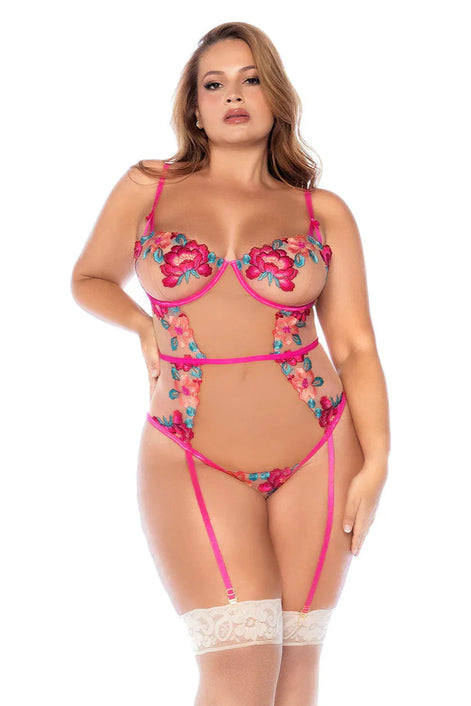 Sheer Mesh Bodysuit Mapale Wild Flower-2