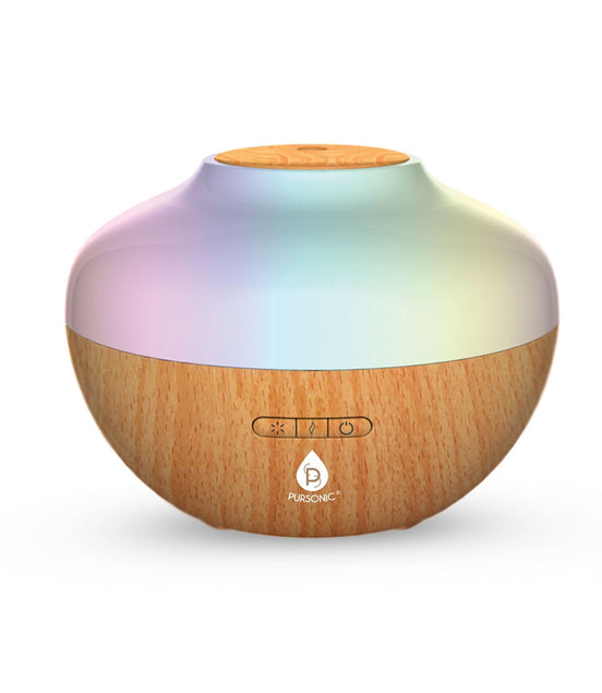 Pursonic Aromatherapy Diffuser & Essential Oil Set-Ultrasonic Top 3 Oils-300ml with 2 Mist Settings 7 Ambient Light Settings