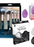 Beauty Essentials Bundle: Facial Makeup Blender Sponge + Natural Facial Konjac Sponge Duo Set(3 pack) + 5 Pcs Studio Makeup Brush Set (Black)