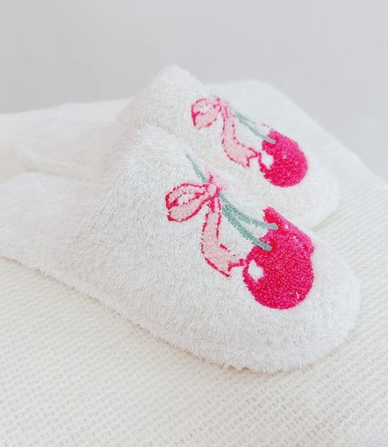 Cherry Bow Coziest Lounge Slippers