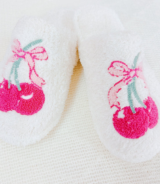 Cherry Bow Coziest Lounge Slippers