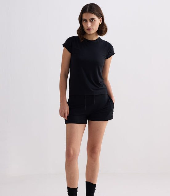 Essential Short Sleeve Tee Set in Black