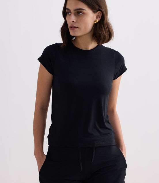 Essential Short Sleeve Tee Set in Black