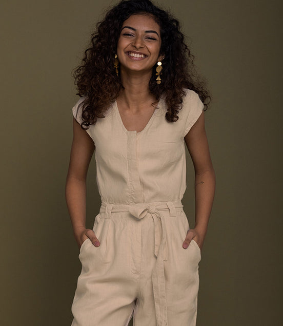 Evening Chai Jumpsuit in Neutral Beige