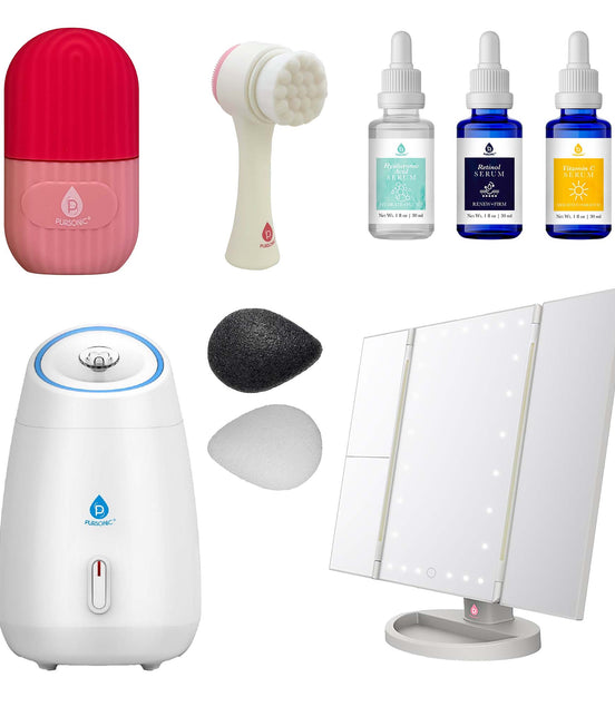 Ultimate Skincare & Beauty Bundle – Pursonic Facial Steamer, Tri-Fold Vanity Mirror, Anti-Aging Serum Set & More!