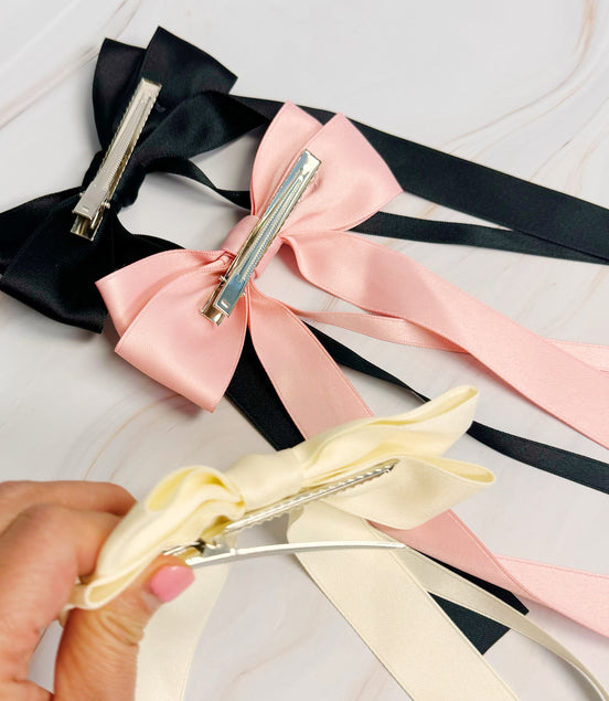 Double Bow Long Hair Clip Set of 3