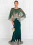 Rome Jersey Mermaid Long Dress with Embroidery and Jewels