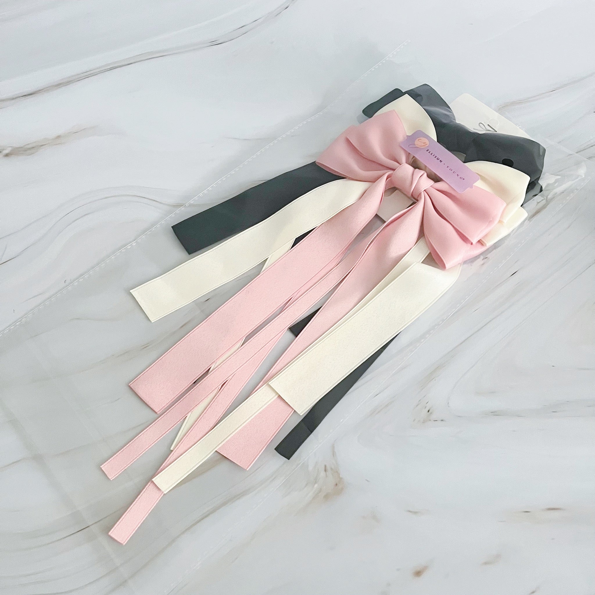 Double Bow Long Hair Clip Set of 3