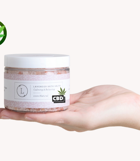 CBD Lavender Natural Bath Salt Soak with CBD. Made with Dead sea, Epsom and Himalayan salts