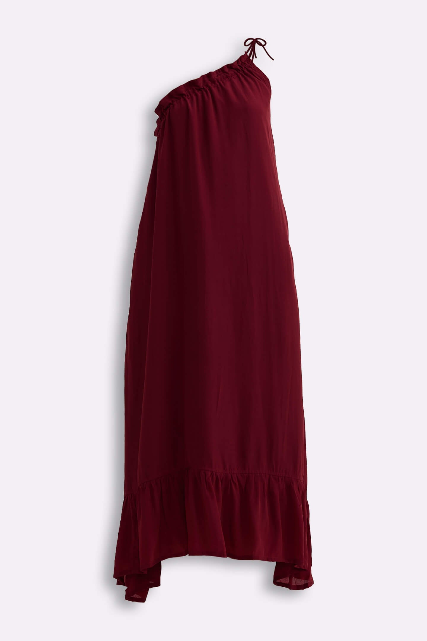 The One-Shoulder Icon Dress in Ruby Crepe