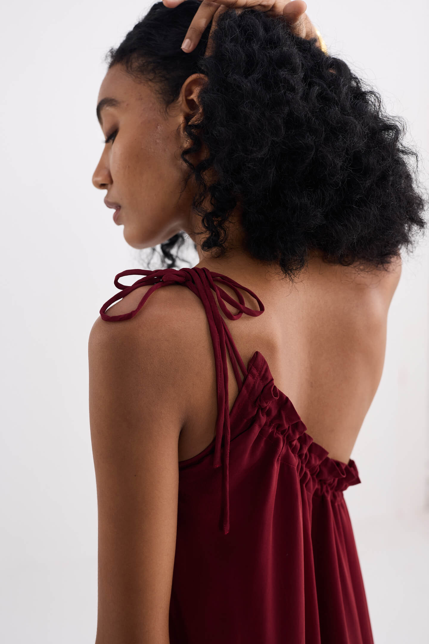 The One-Shoulder Icon Dress in Ruby Crepe