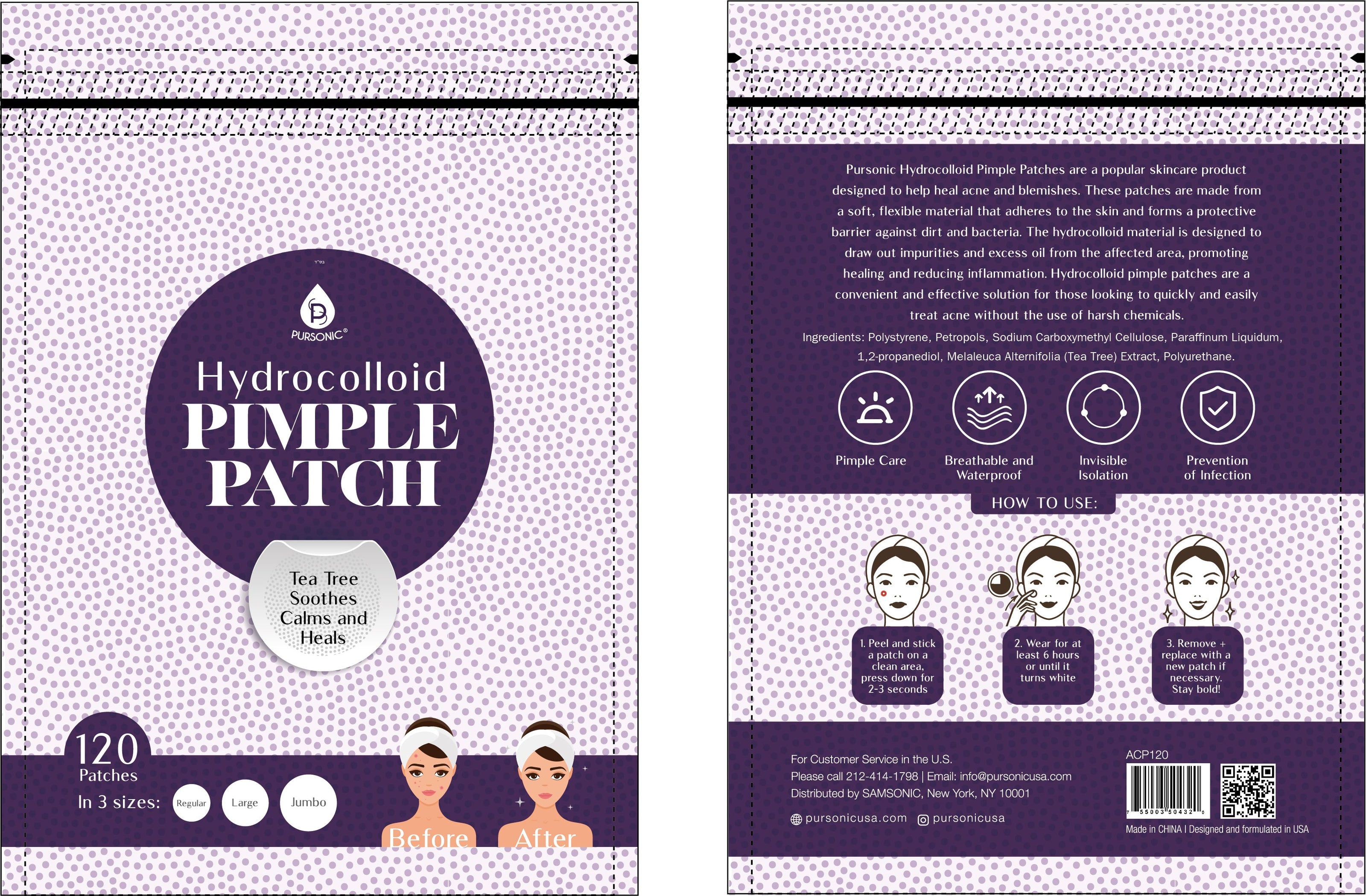 Hydrocolloid Pimple Patch, 120-Count, Multi Size Acne Solution