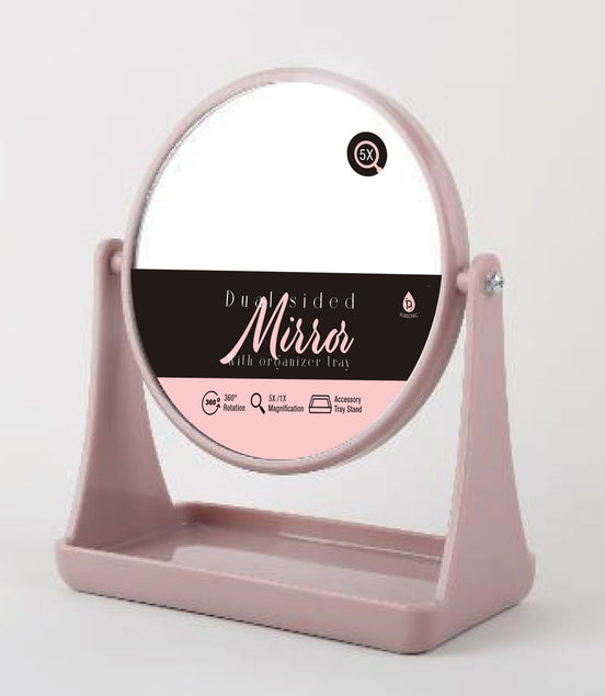 Dual Side Mirror With Organizer Tray