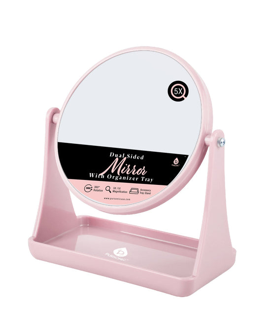 Dual Side Mirror With Organizer Tray