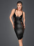 Power Wetlook Pencil Dress Noir Handmade Muse-0