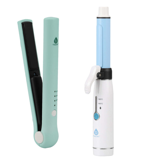 Pursonic USB Rechargeable Cordless Styling Duo – Hair Straightener & Curling Iron Bundle