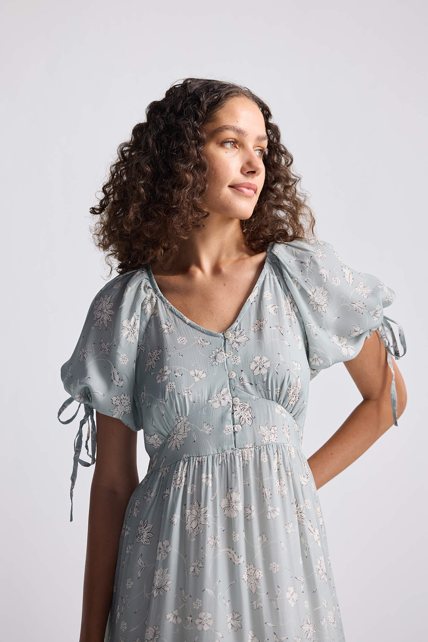 The Statement Puff Sleeve Dress in Contemporary Floral