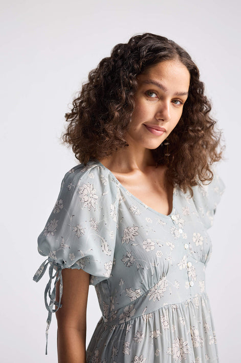 The Statement Puff Sleeve Dress in Contemporary Floral