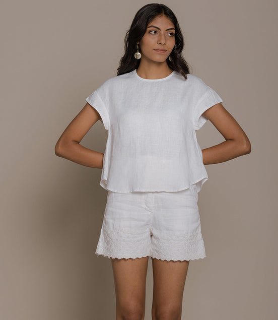 Sandcastle Saturdays Top in White