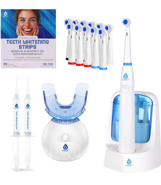 Pursonic Advanced Smile Care Bundle – LED Whitening Kit, Whitening Strips, & Electric Toothbrush