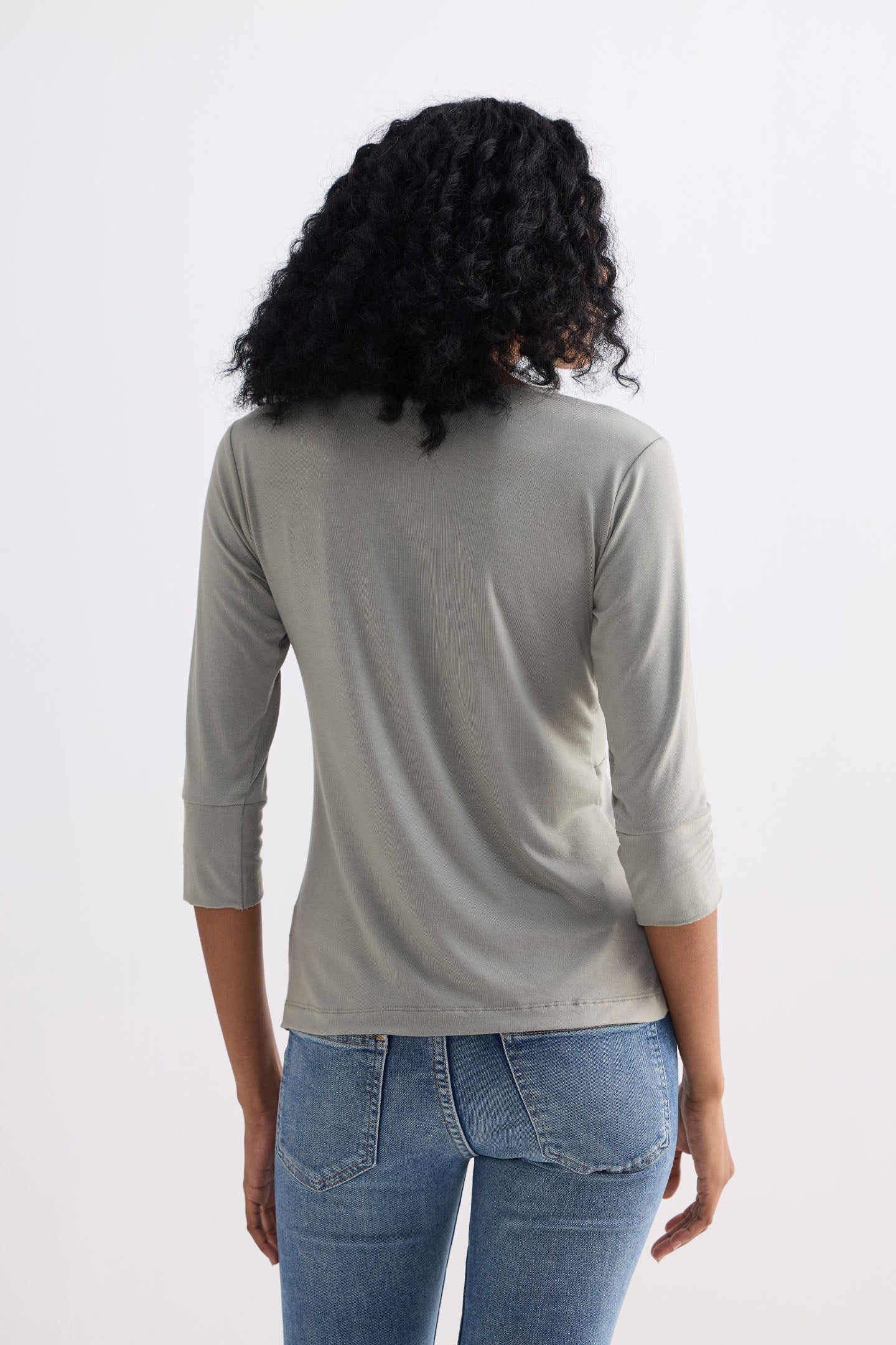 The Elevated Twist Top in Light Olive Knit