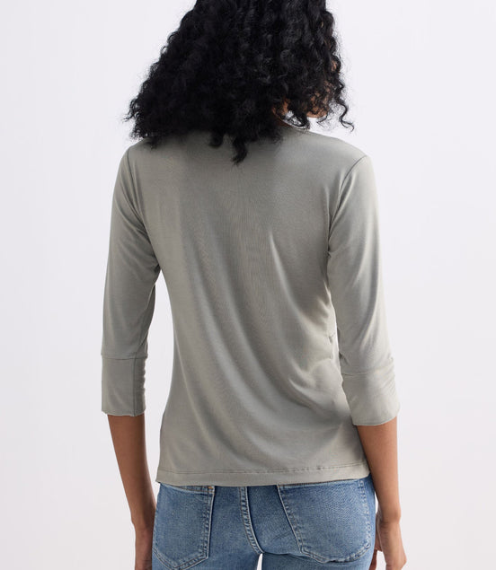 The Elevated Twist Top in Light Olive Knit