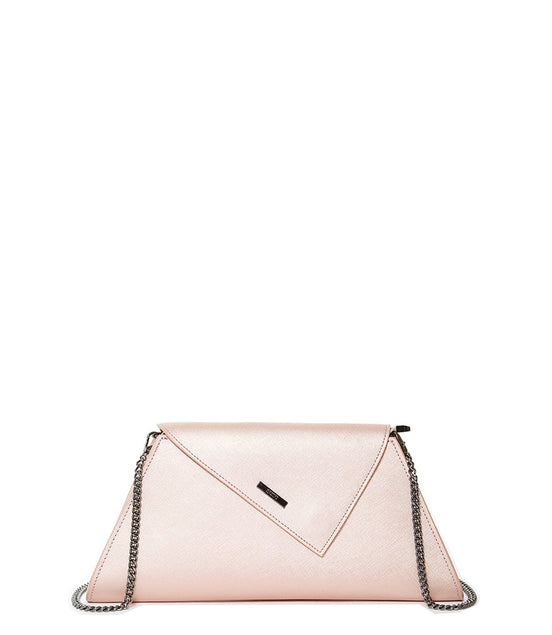 SUSU Rose Gold Metallic Leather Clutch Bag Unique Evening Purse Women's Handbag