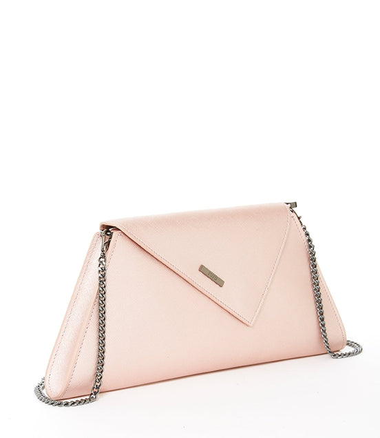 SUSU Rose Gold Metallic Leather Clutch Bag Unique Evening Purse Women's Handbag