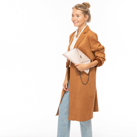 SUSU Rose Gold Metallic Leather Clutch Bag Unique Evening Purse Women's Handbag