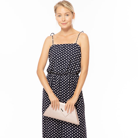 SUSU Rose Gold Metallic Leather Clutch Bag Unique Evening Purse Women's Handbag