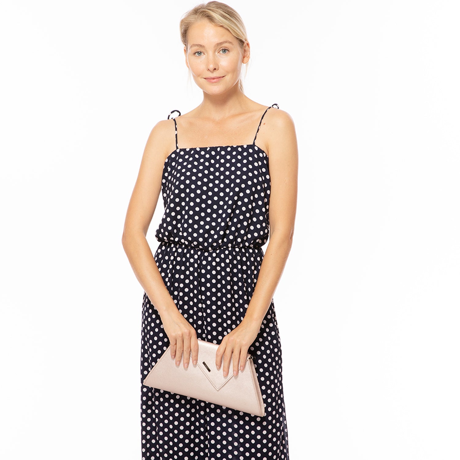 SUSU Rose Gold Metallic Leather Clutch Bag Unique Evening Purse Women's Handbag