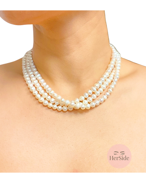 Three Strands Freshwater Pearl Necklace