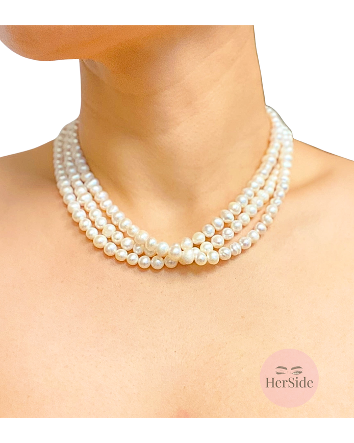 Three Strands Freshwater Pearl Necklace