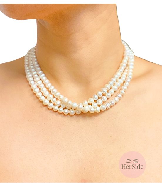 Three Strands Freshwater Pearl Necklace