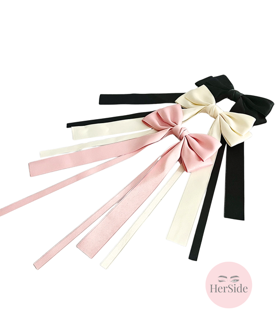 Double Bow Long Hair Clip Set of 3