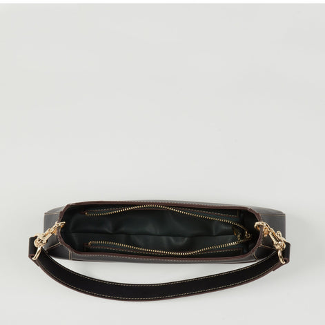 SUSU Leather Baguette Bag Small East West 90s Shoulder Bag Black Purse Y2K  Underarm Bag Trendy Handbag