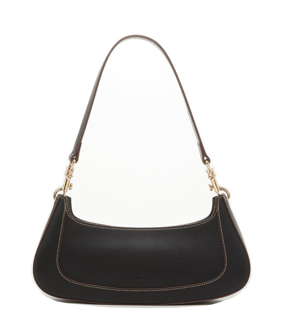 SUSU Leather Baguette Bag Small East West 90s Shoulder Bag Black Purse Y2K  Underarm Bag Trendy Handbag