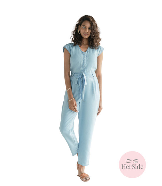 Evening Chai Jumpsuit in Blue Denim