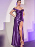 Off The Shoulder Hot Stone Satin Gown